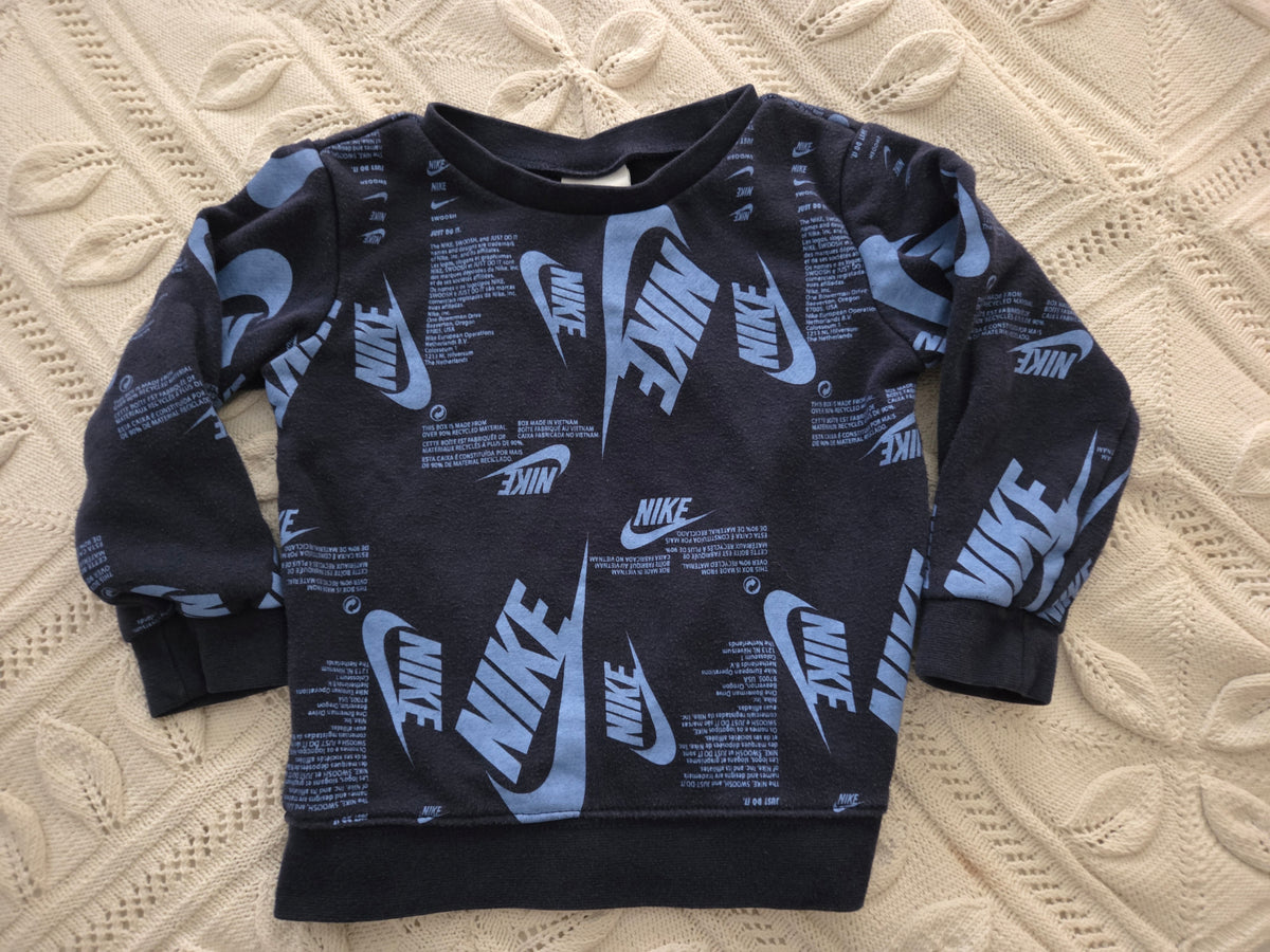 NIKE Pullover Sweatshirt Navy w/Lt Blue Logo - size Month - 18-24 / 24M