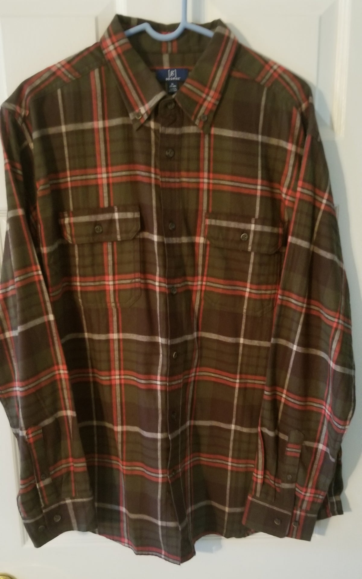 George Brown Plaid Shirt Sz XL (46/48) per label - size Teen/Men - XL (40-42)