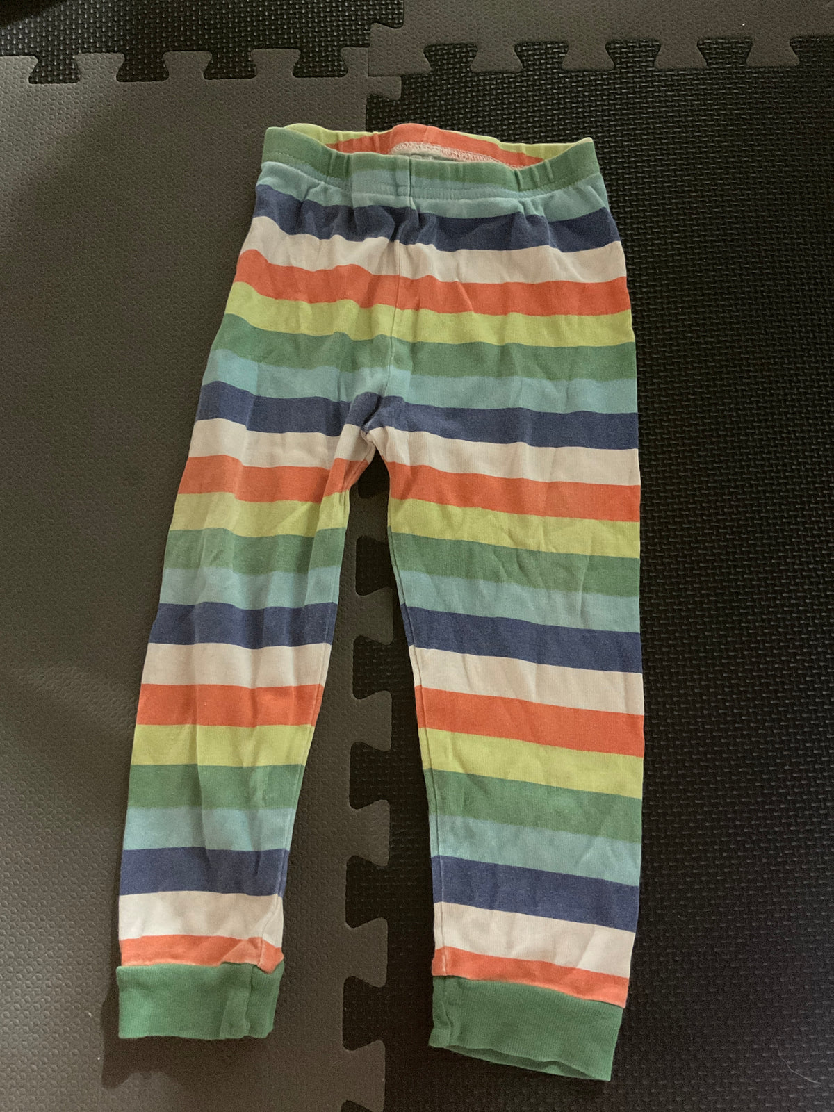 Blue/green/yellow/white /orange striped PJ pants - size Toddler - 3T