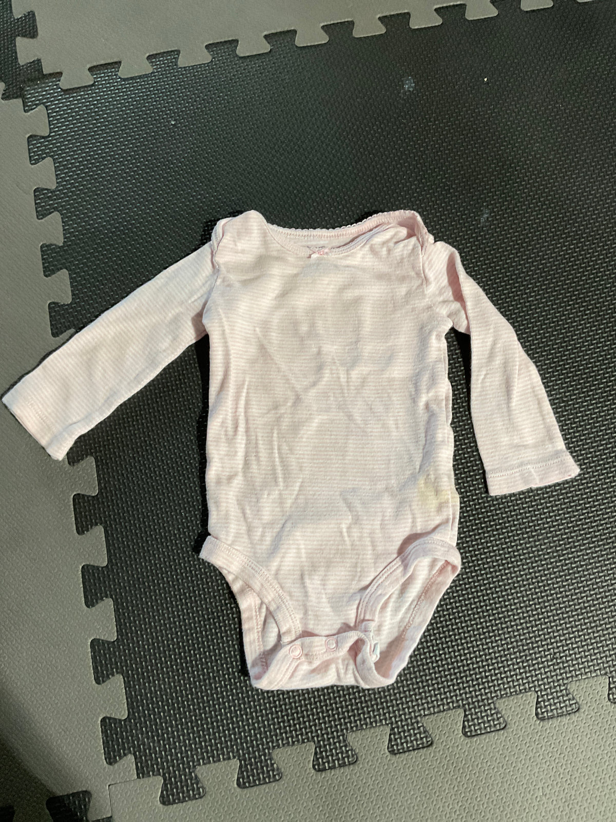 Longsleeve snap onesie Pink/white stripped - size Month - 3-6 / 6M