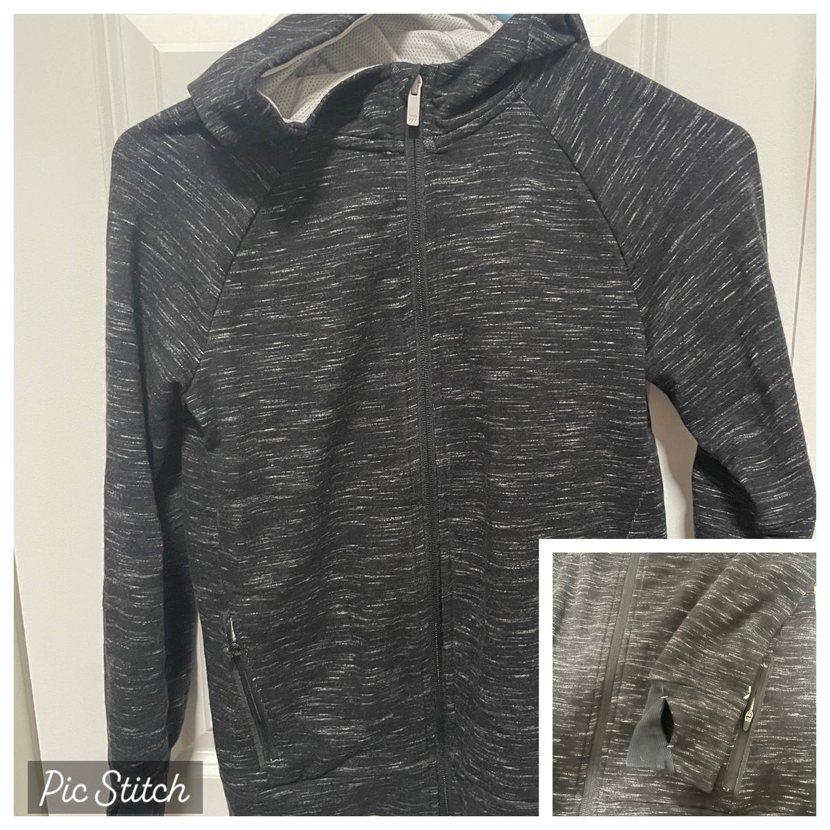 Hoodie Sweatshirt EUC Full-zip Dark Gray - size Youth - 8 (M)
