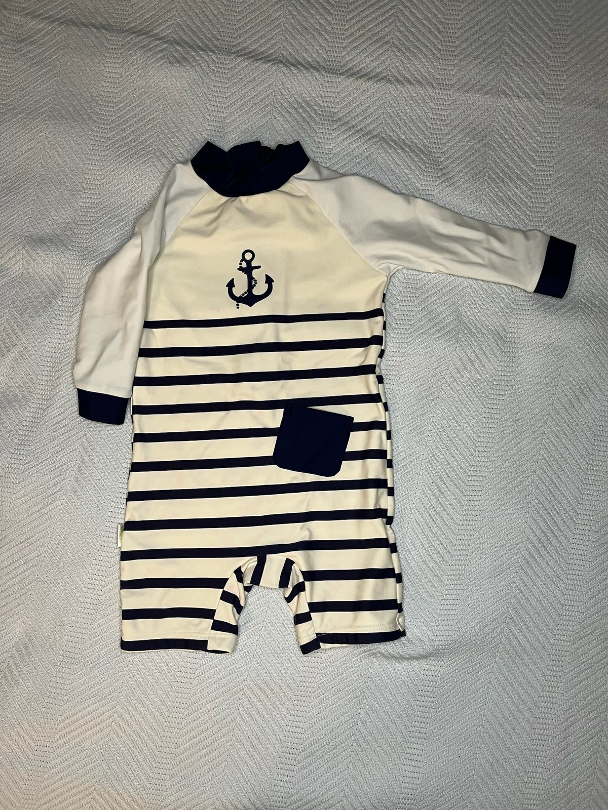 LS Swim Romper w/Anchor Zip Back, Short length - size Month - 9-12 / 12M
