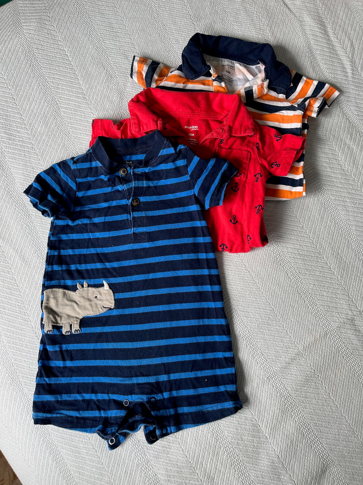SS Polo Romper, Set of 3 12M 100% cotton VGUC - size Month - 9-12 / 12M