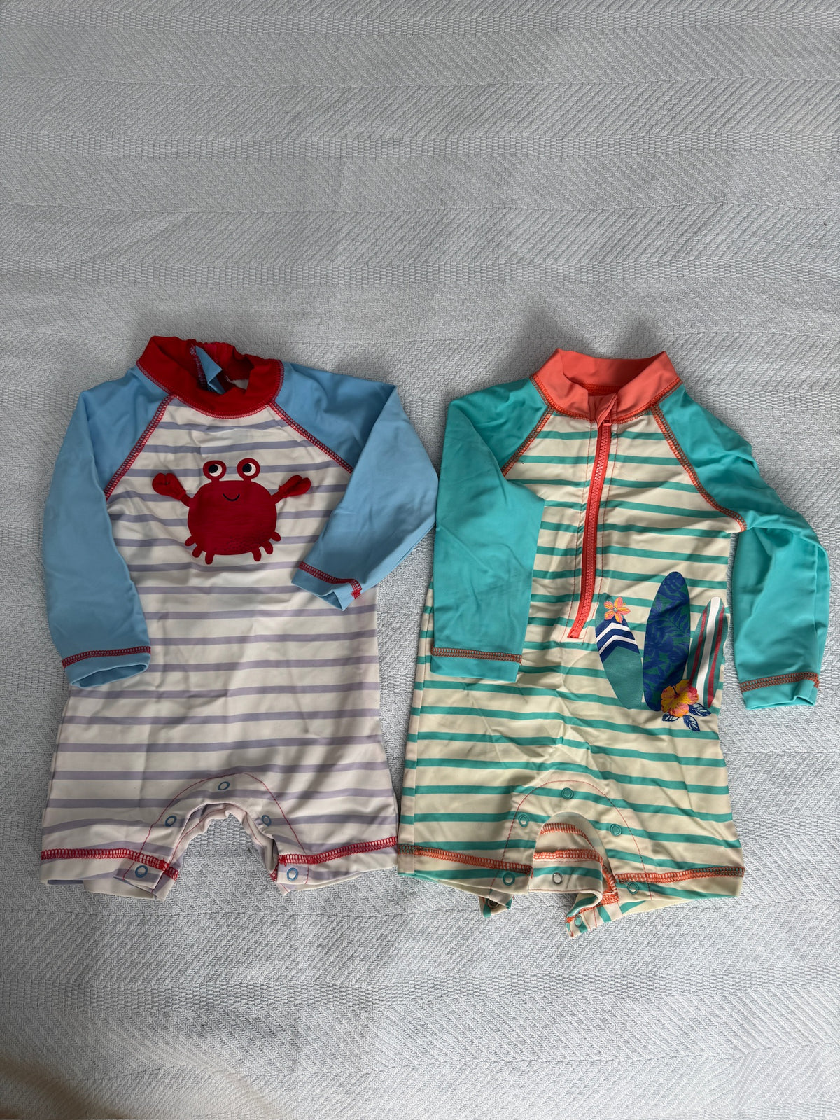 Striped Swim Rashguards Set of 2, Blue, VGUC - size Month - 9-12 / 12M
