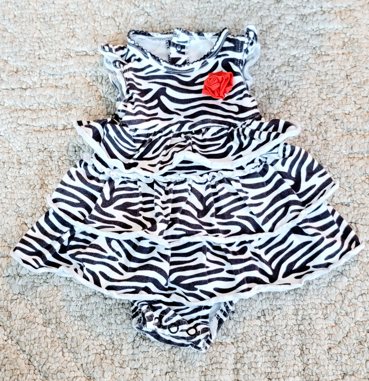 VGUC Carters NB Zebra Print Summer Dress - size Month - Newborn