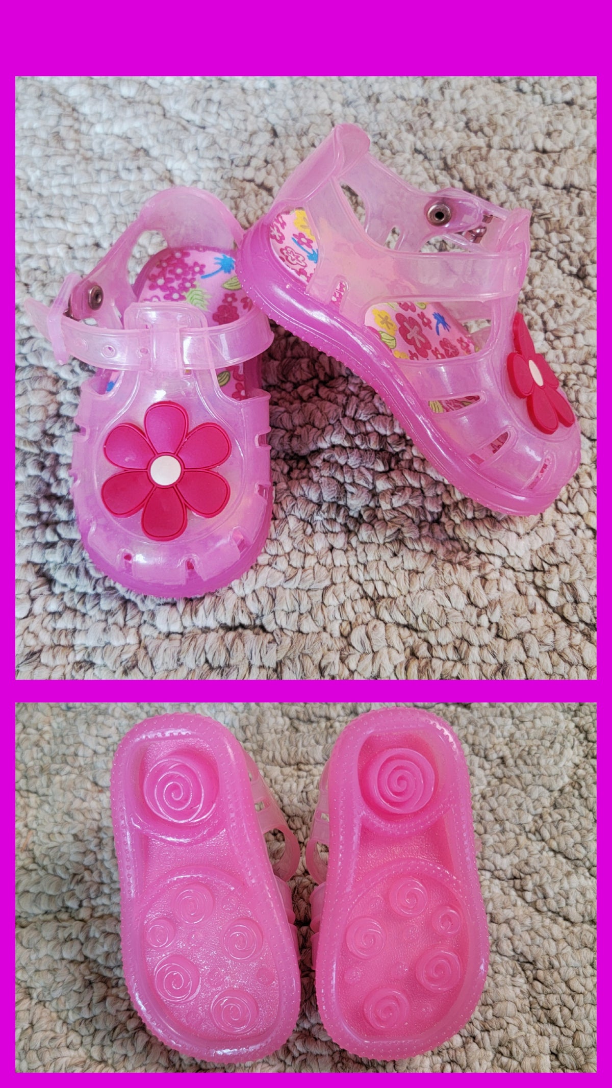 NWOT 3-6m Pink Flower Jelly Sandal - size Shoes - Baby 2 / 3-6 mo