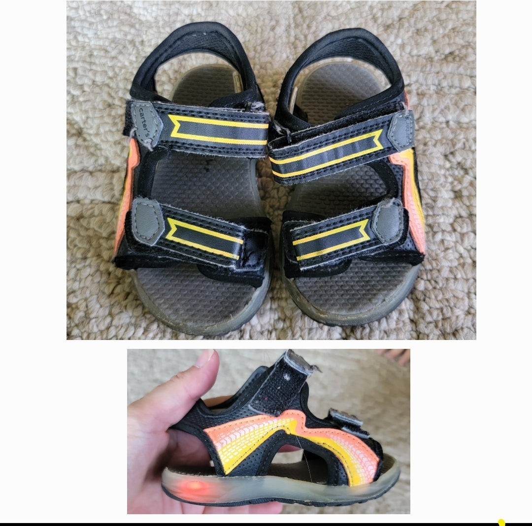 PC Carters 5 Light Up Black Neon Sandle - size Shoes - Toddler 5