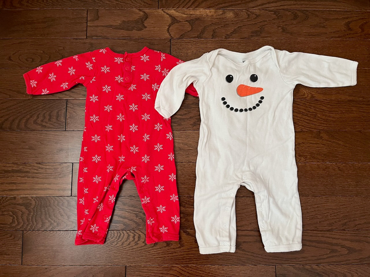 GUC Snow PJs 9-12M Snowman + Snowflakes - size Month - 9-12 / 12M