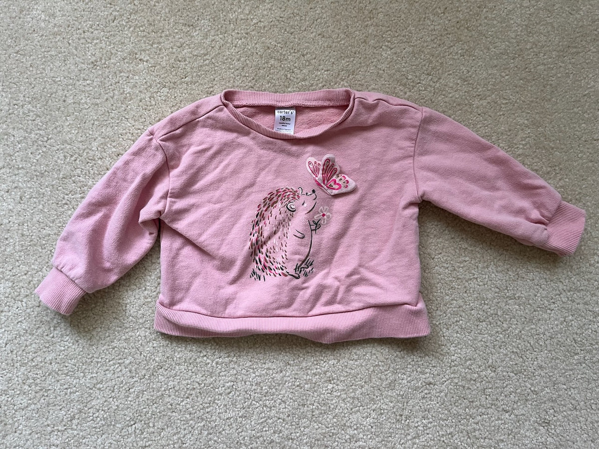 VGUC Carters Sweatshirt Pink Hedgehog 18M - size Month - 12-18 / 18M