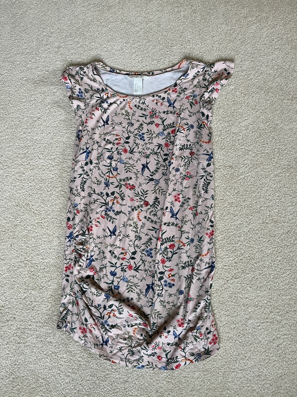 VGUC Pink Flutter Sleeve Flower/bird print - size Women - S (4/6)