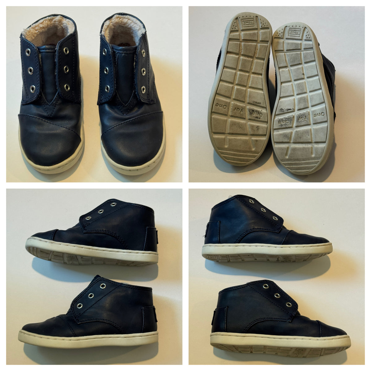 Navy Faux Fur Lined Chukka Boots Toms 9 VGUC - size Shoes - Toddler 9