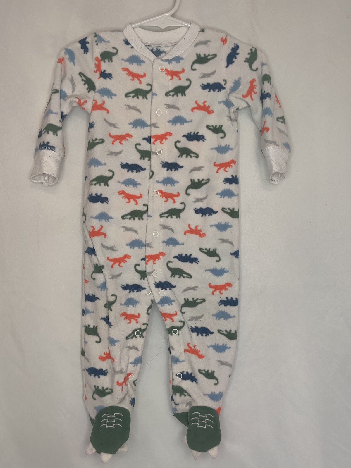 EUC Carter fleece snap up sleep & play, white w - size Month - 6-9 / 9M