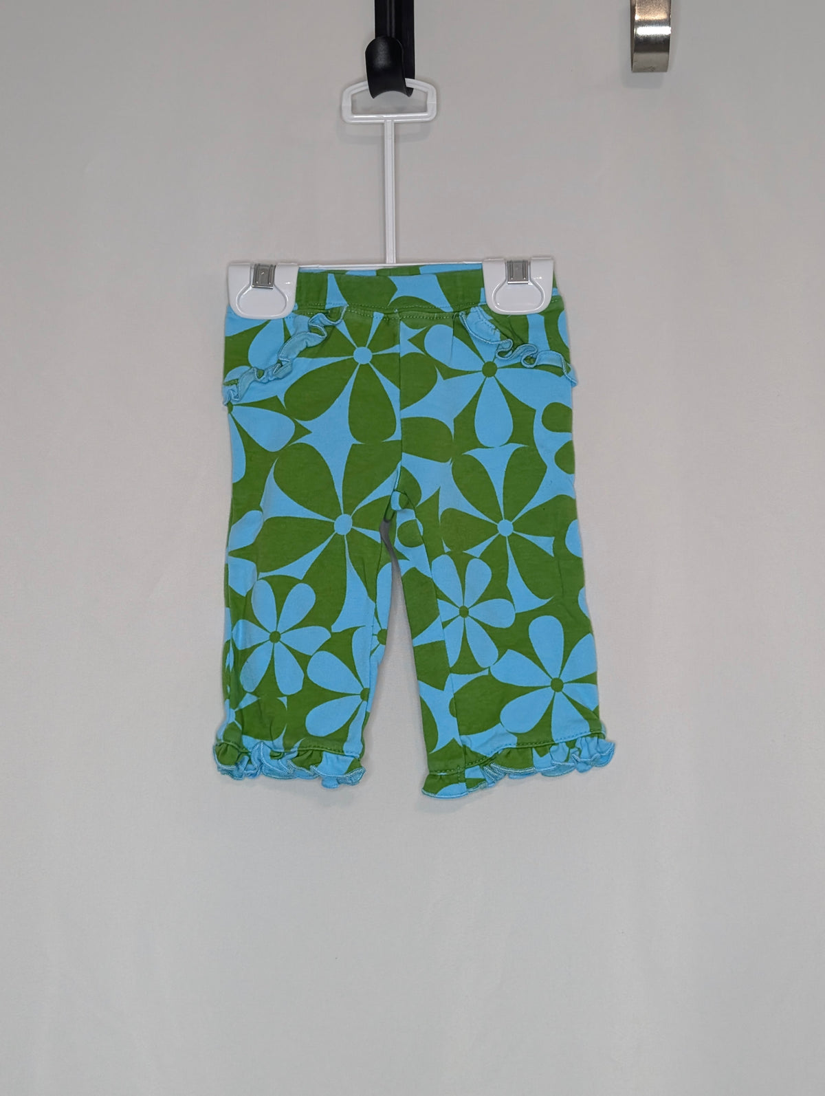 VGUC Carter blue & green floral print cotton pant - size Month - 3-6 / 6M