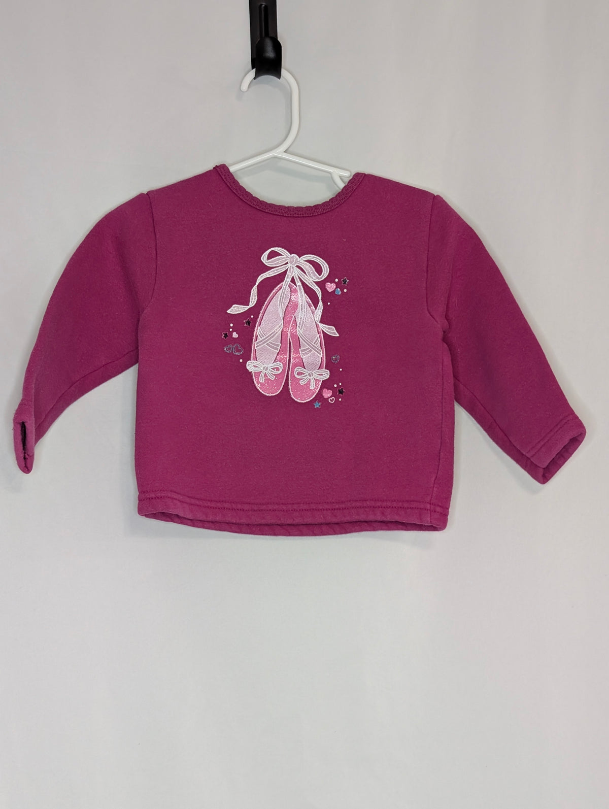 VGUC fleece sweatshirt, magenta w/ballet slipper - size Month - 18-24 / 24M