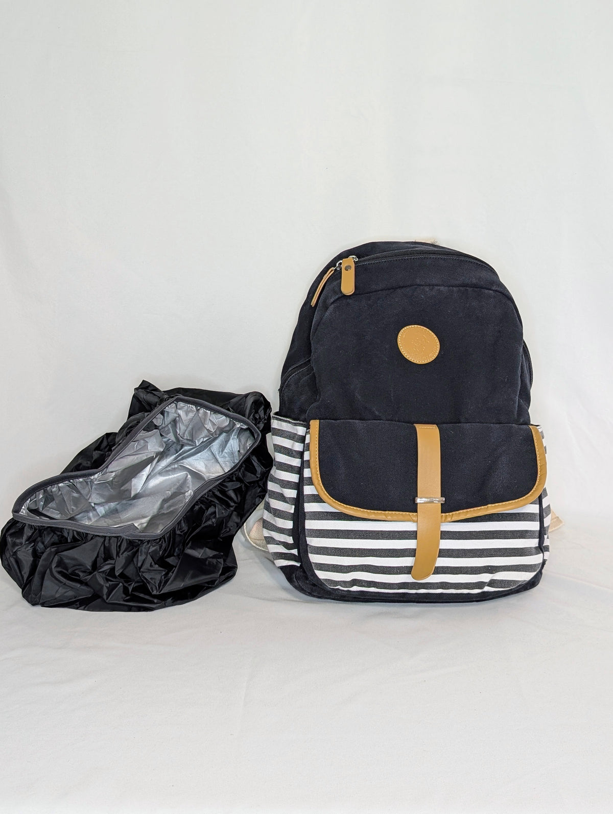 GUC Lg canvas backpack w charger plug & raincover