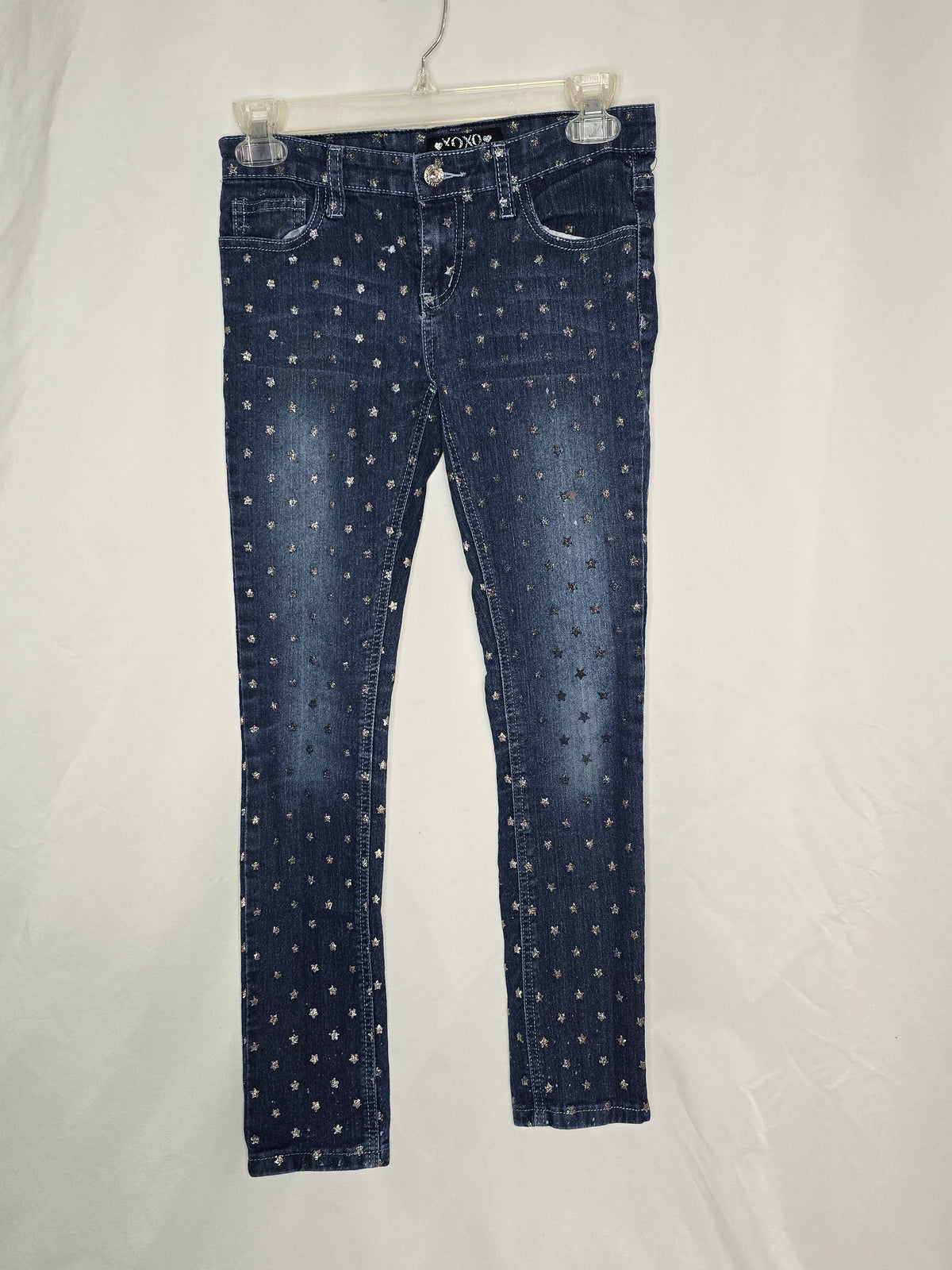 GUC XOXO jegging, med blue wash w/ silver star - size Youth - 12 (L)