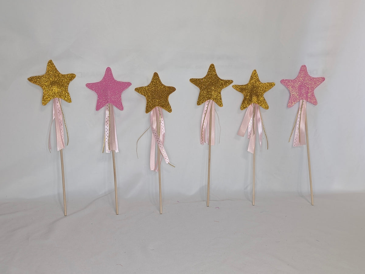 EUC fairy princess wands 6; made w/sparkly soft