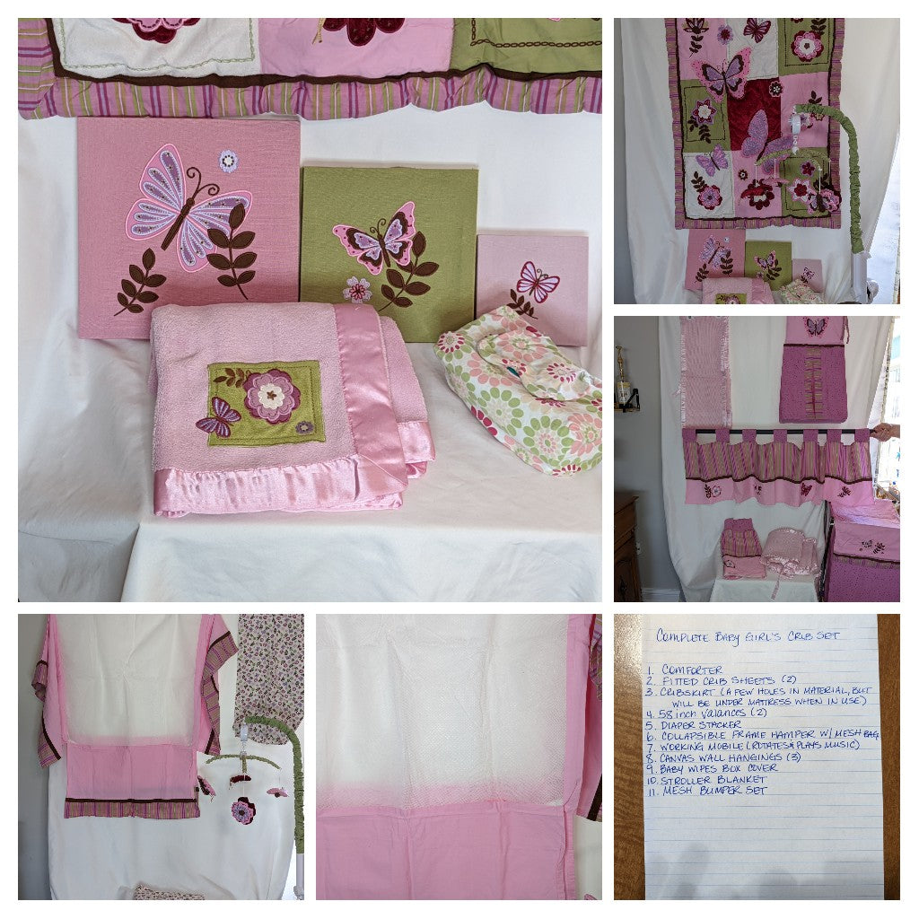 Complete nursery & crib set, 15 items, VGUC - size Bedding - Crib