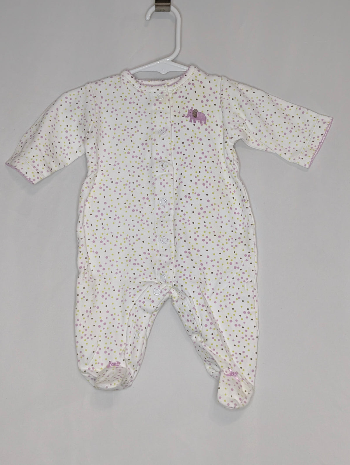 EUC Carter snap up sleep n'play, white w/ purple/ - size Month - 0-3 / 3M