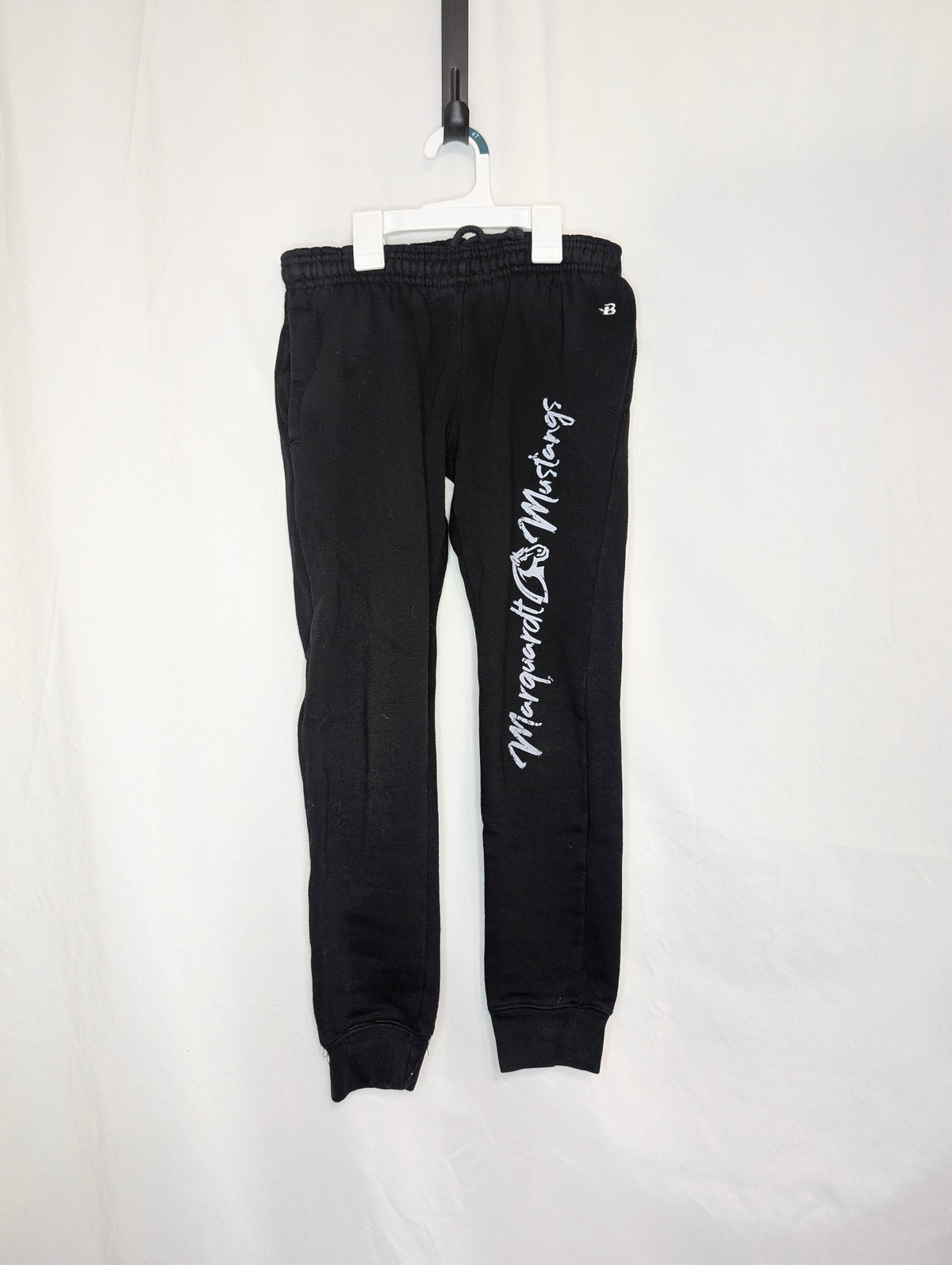 EUC black fleece joggers Marquardt Mustangs - size Youth - 8 (M)