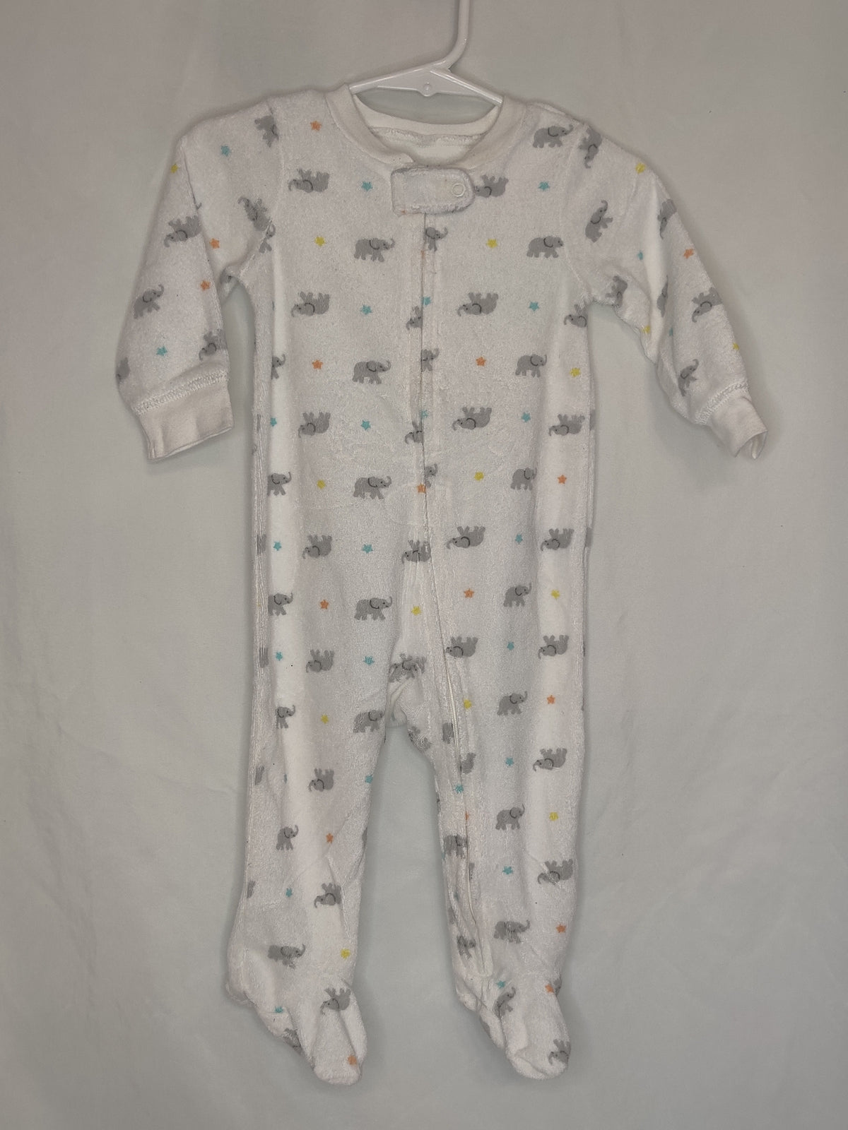 EUC Carter terry full zip sleep & play, white - size Month - 6-9 / 9M