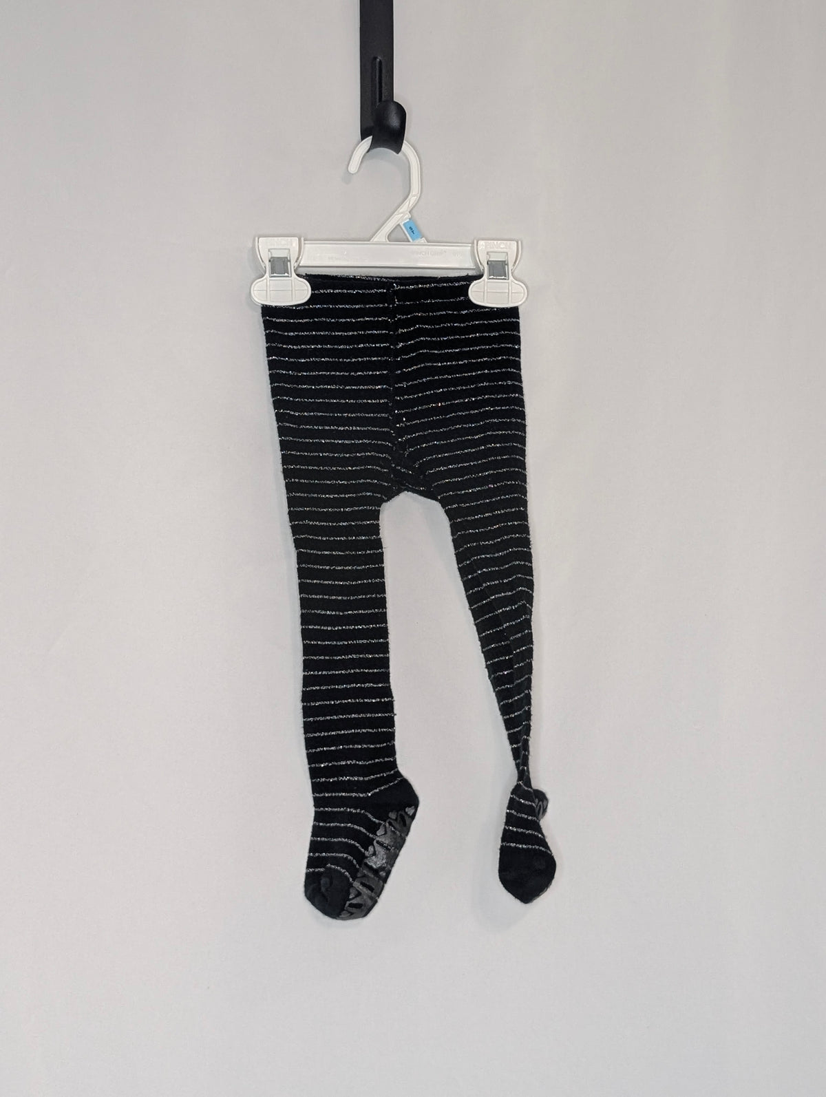 EUC Skidders heavy black cotton tights w/silver - size Month - 12-18 / 18M