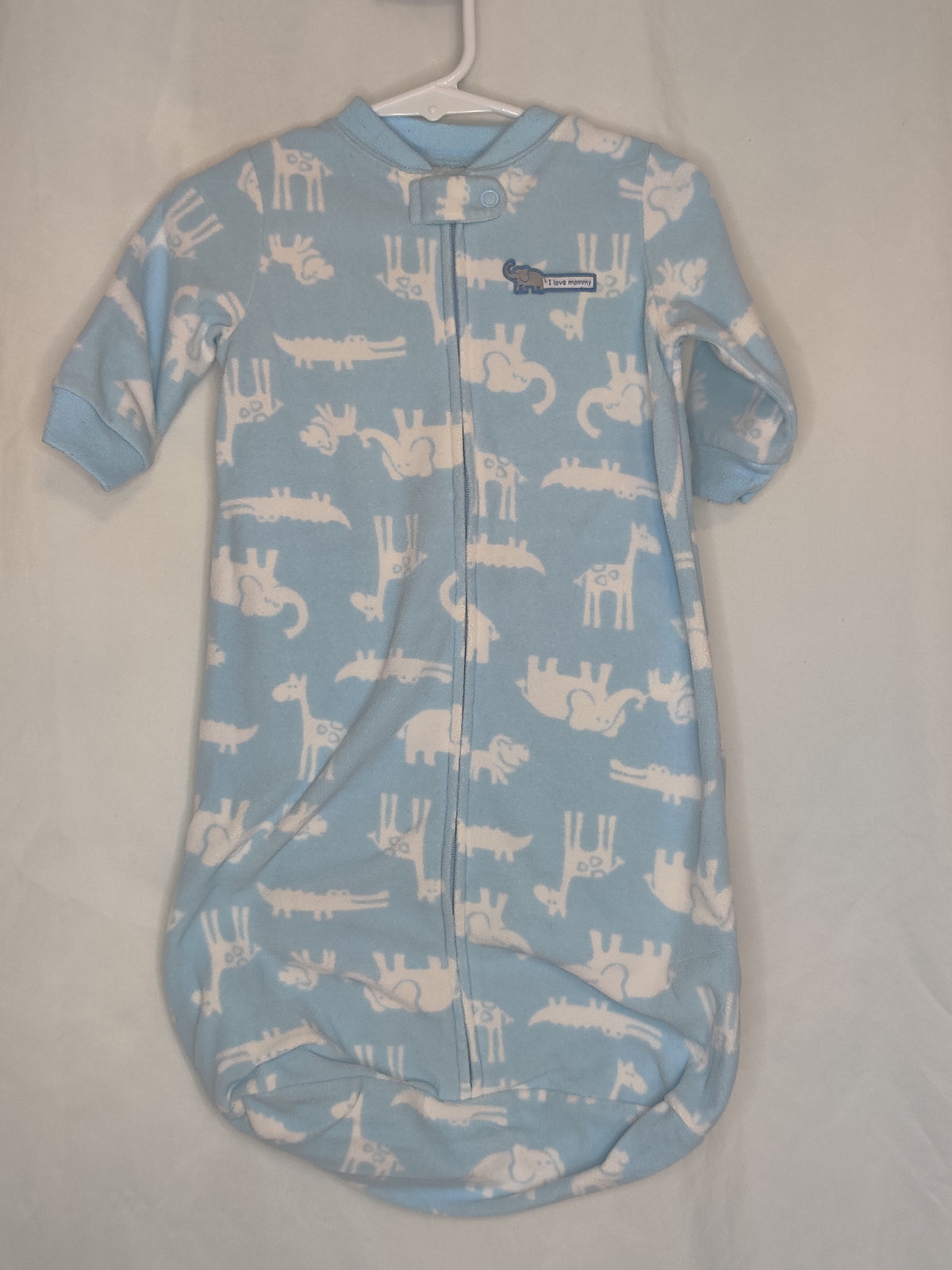 EUC Carter fleece sleep sack white safari animal - size Month - 0-12