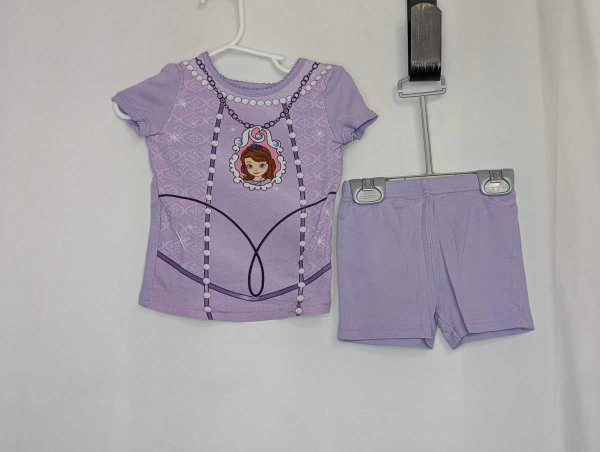 EUC 2pc snugfit Sophia the 1st pjs, purple top - size Toddler - 3T