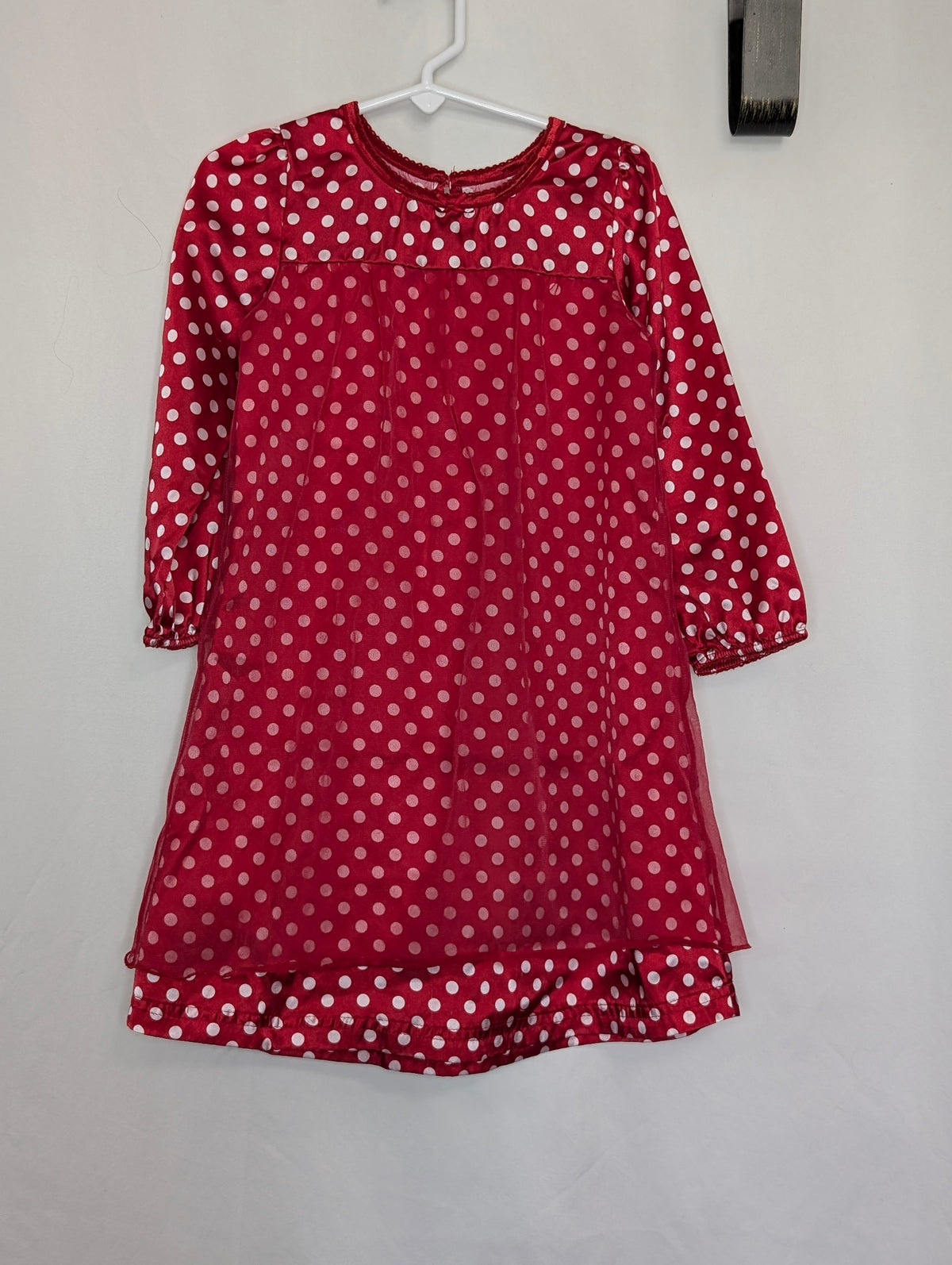 GUC Carter l/s satiny nightgown, red w/ white - size Toddler - 4T