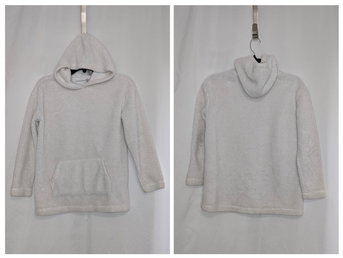 VGUC CP white fuzzy tunic length hoodie w/ - size Youth - 10 (L)
