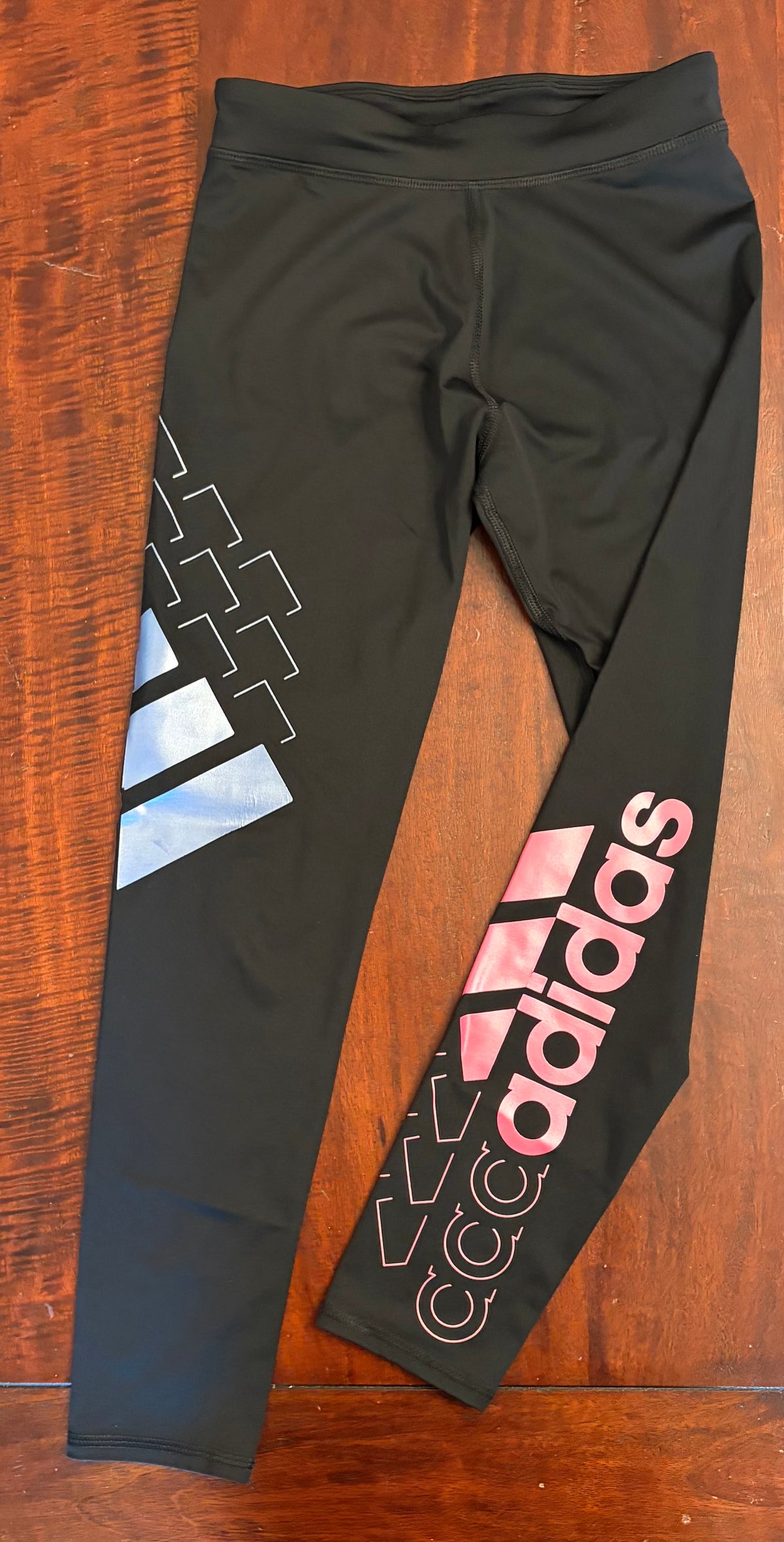 ADIDAS BLACK LEGGINGS STRETCHY EUC DRY FIT - size Youth - 10 (L)