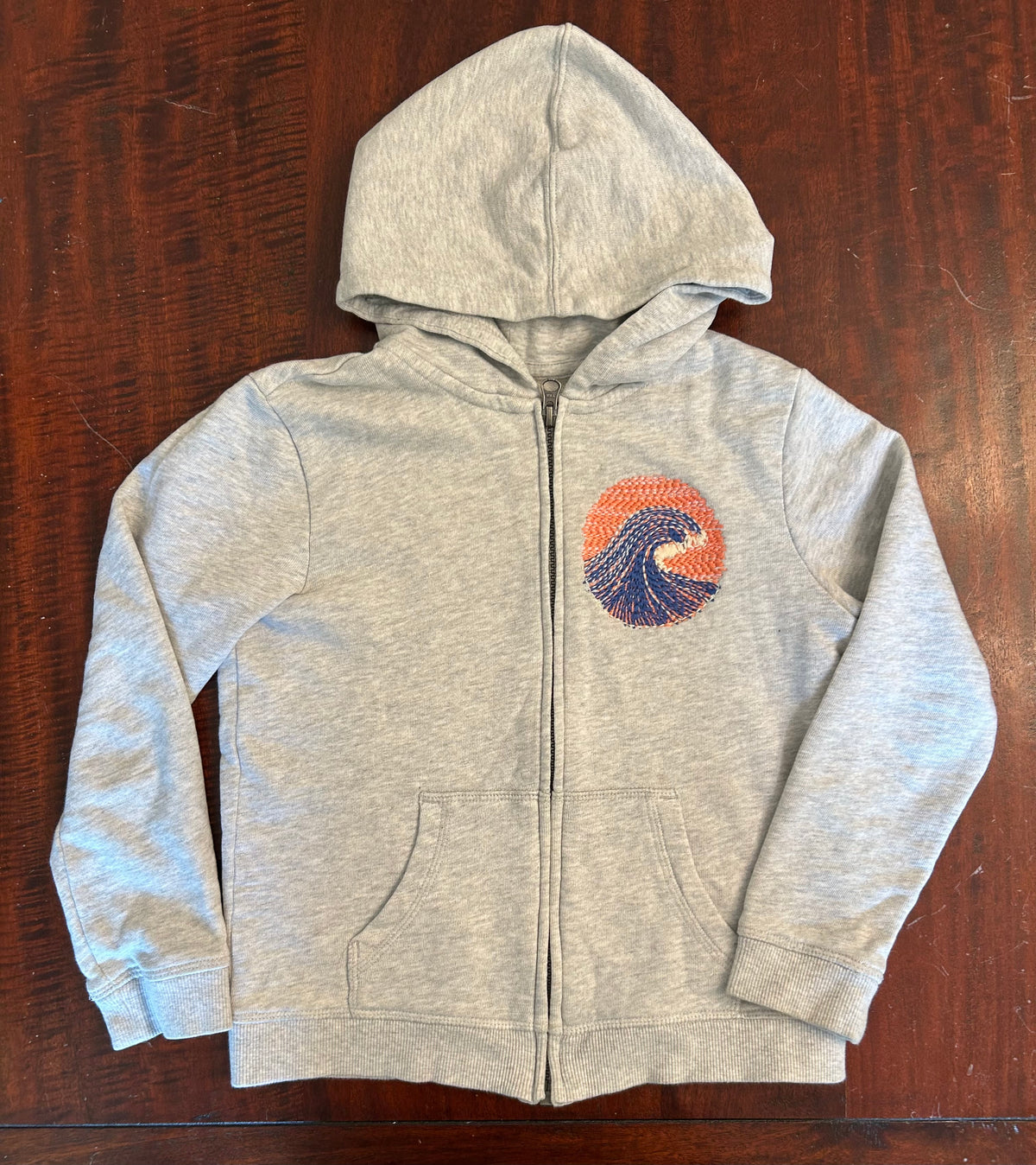 GYMBOREE COTTON SWEATSHR GUC LIGHT GREY THIN - size Youth - 7 (S)