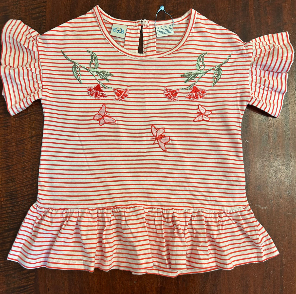 BOB PINK STRIPE NWT NEW SHORT SLEEVE COTTON TOP - size Youth - 5 (XS)