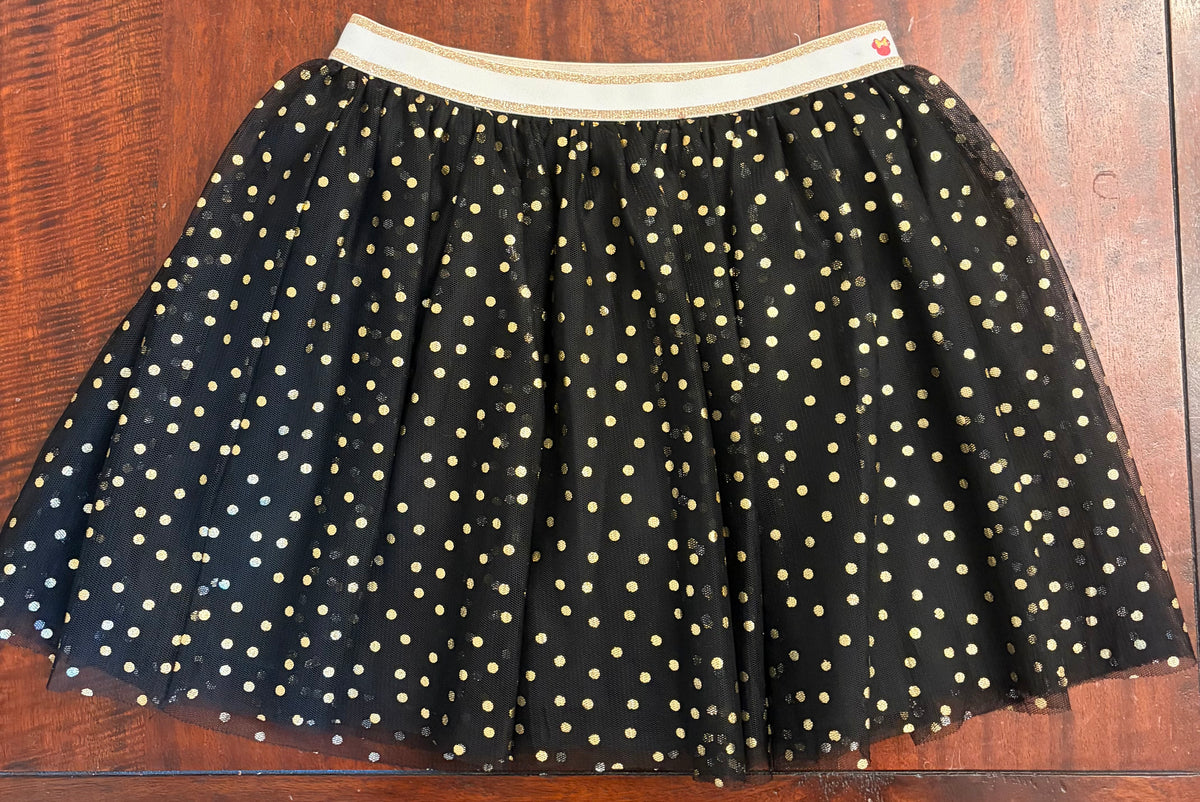 DISNEY JUMPING BEANS SKIRT BLACK POLKA DOT - size Youth - 7 (S)
