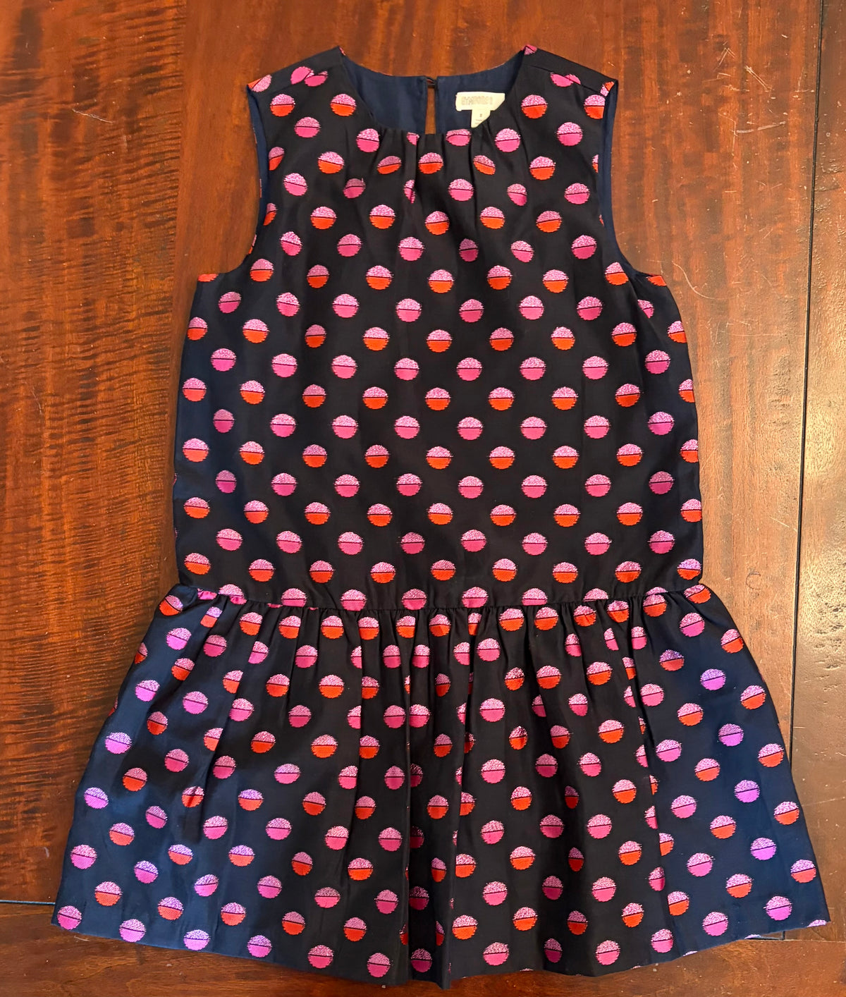 GYMBOREE NAVY PINK POLKA DOT SLEEVLESS DRESS EUC - size Youth - 8 (M)