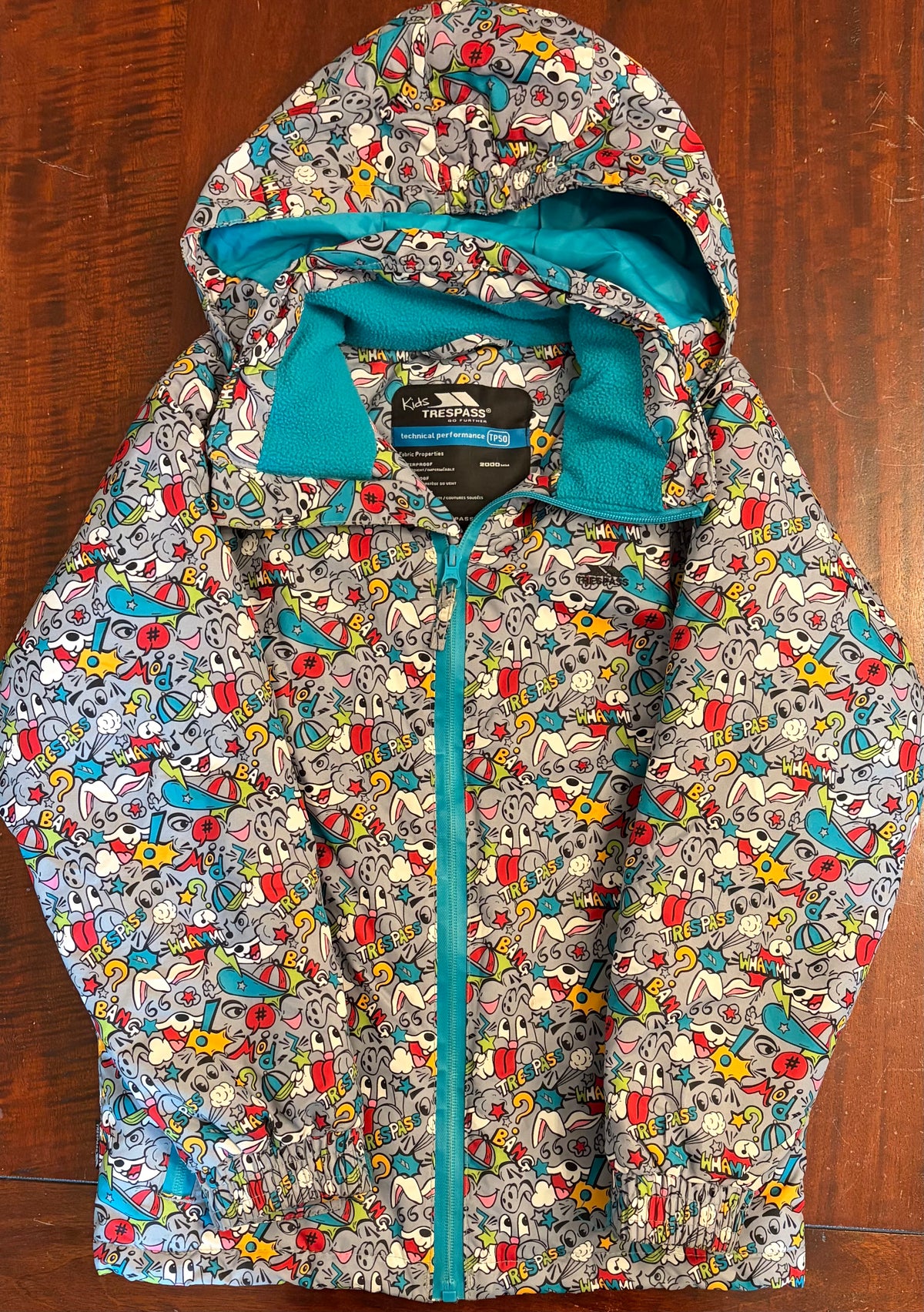 LOONEY TUNES SKI JACKET WARM EUC GREY-TURQUOISE - size Youth - 7 (S)