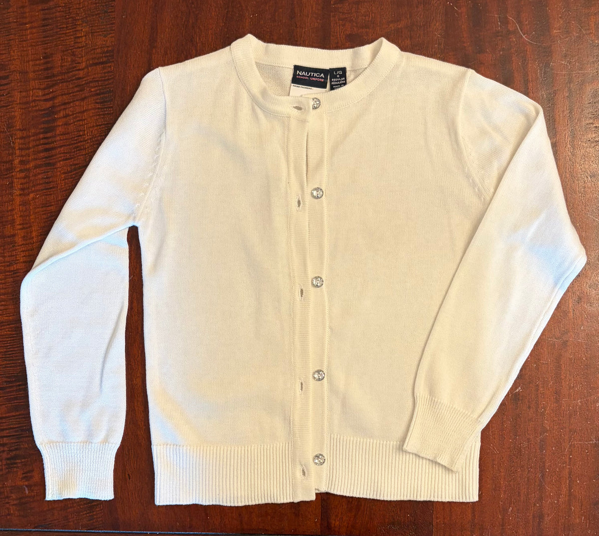 NAUTICA WHITE BUTTON DOWN CARDIGAN LIKE NEW - size Youth - 6 (S)