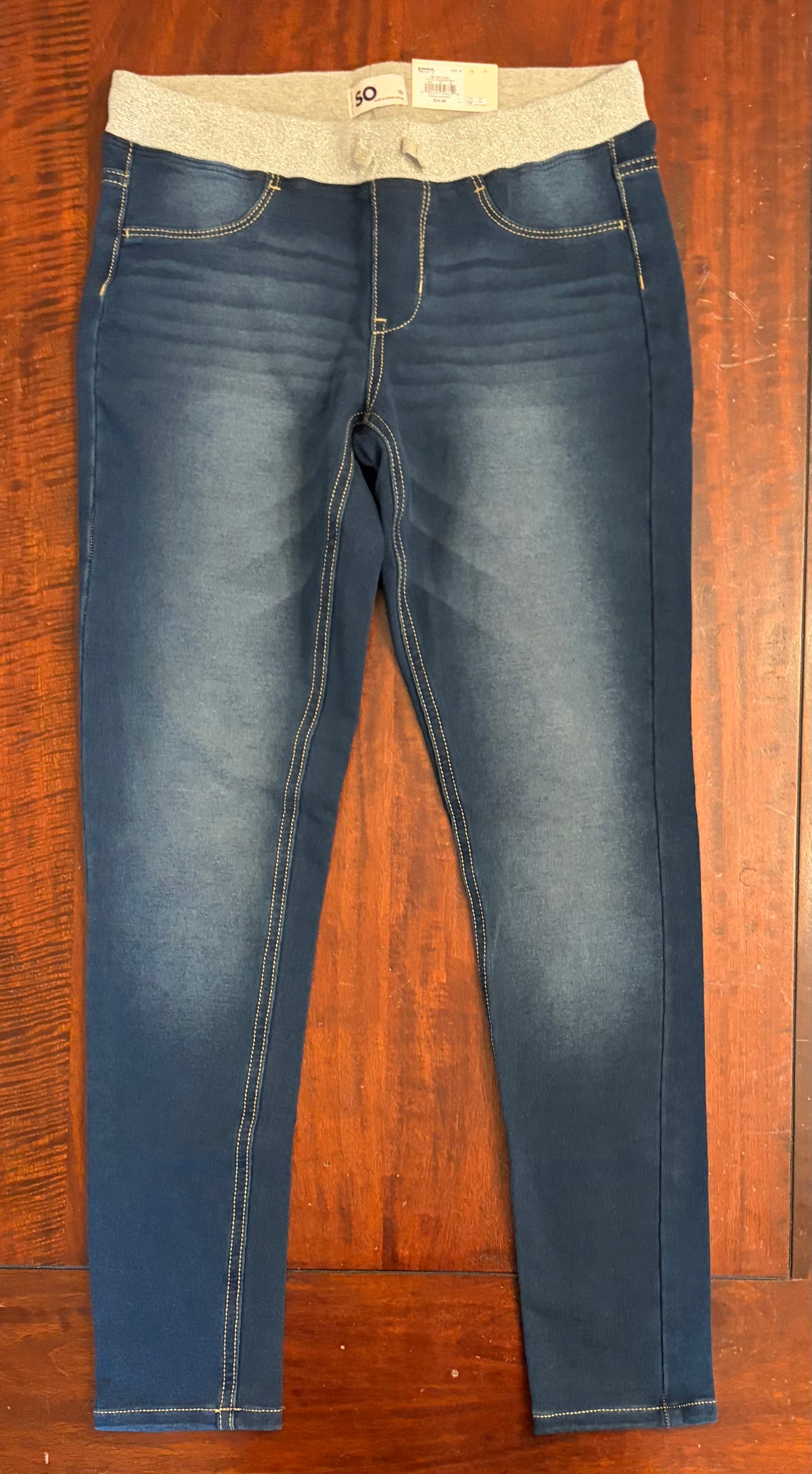 SO BLUE PUL ON JEGGING RIBBED WAIST NEW W TAG - size Youth - 16 (XL)