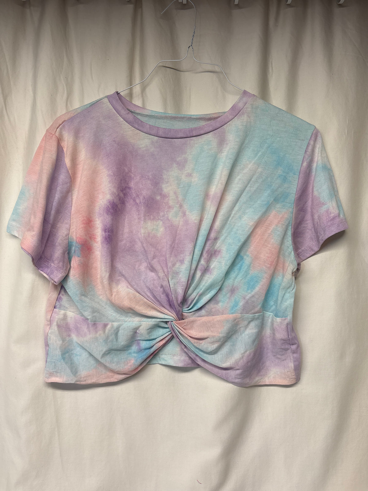 Shein pastel tie dye crop tee w/ tie front - size Women - 1X (16/18W)