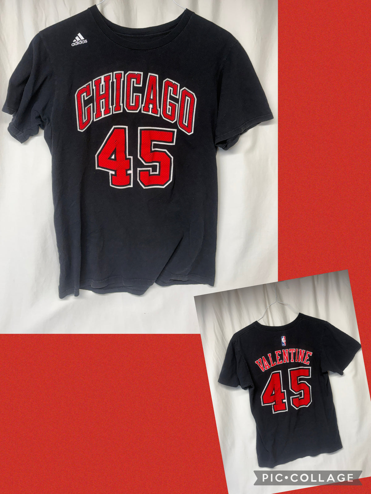 Adidas Chicago Bulls black tee 45 Valentine - size Teen/Men - M (32-34)