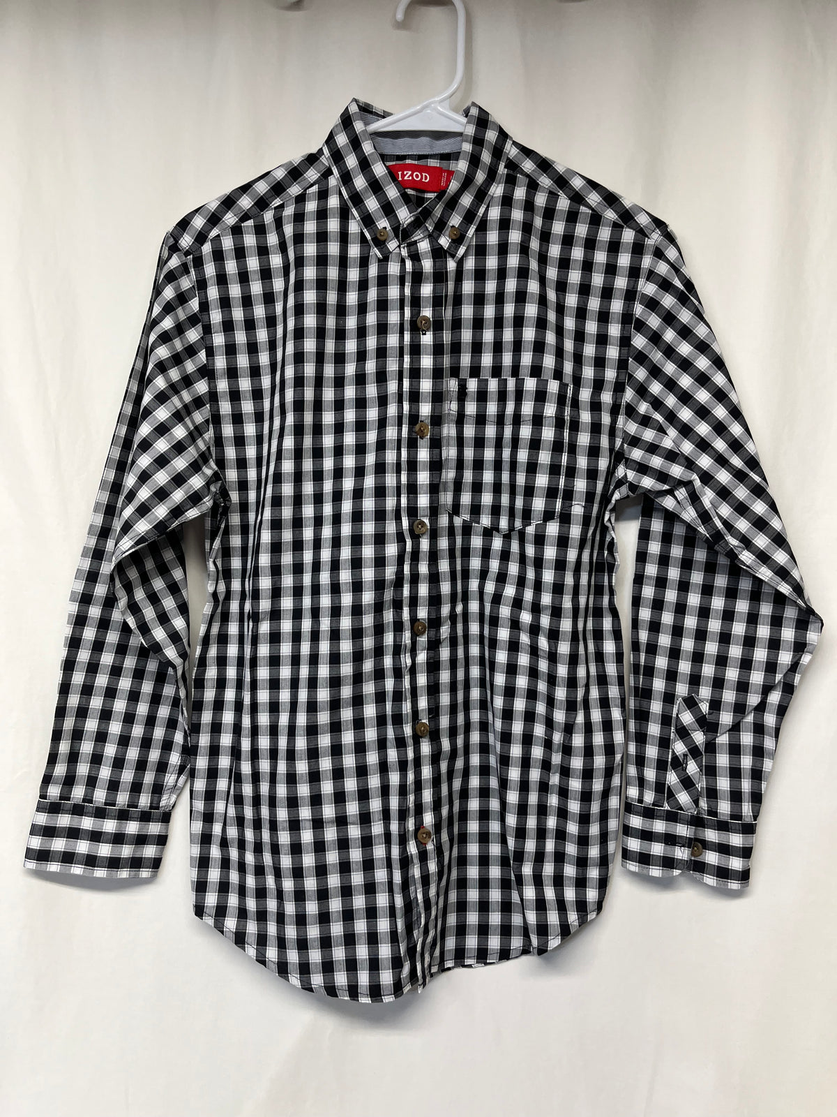 Izod black & white plaid button-down 14/16 - size Youth - 14 (XL)
