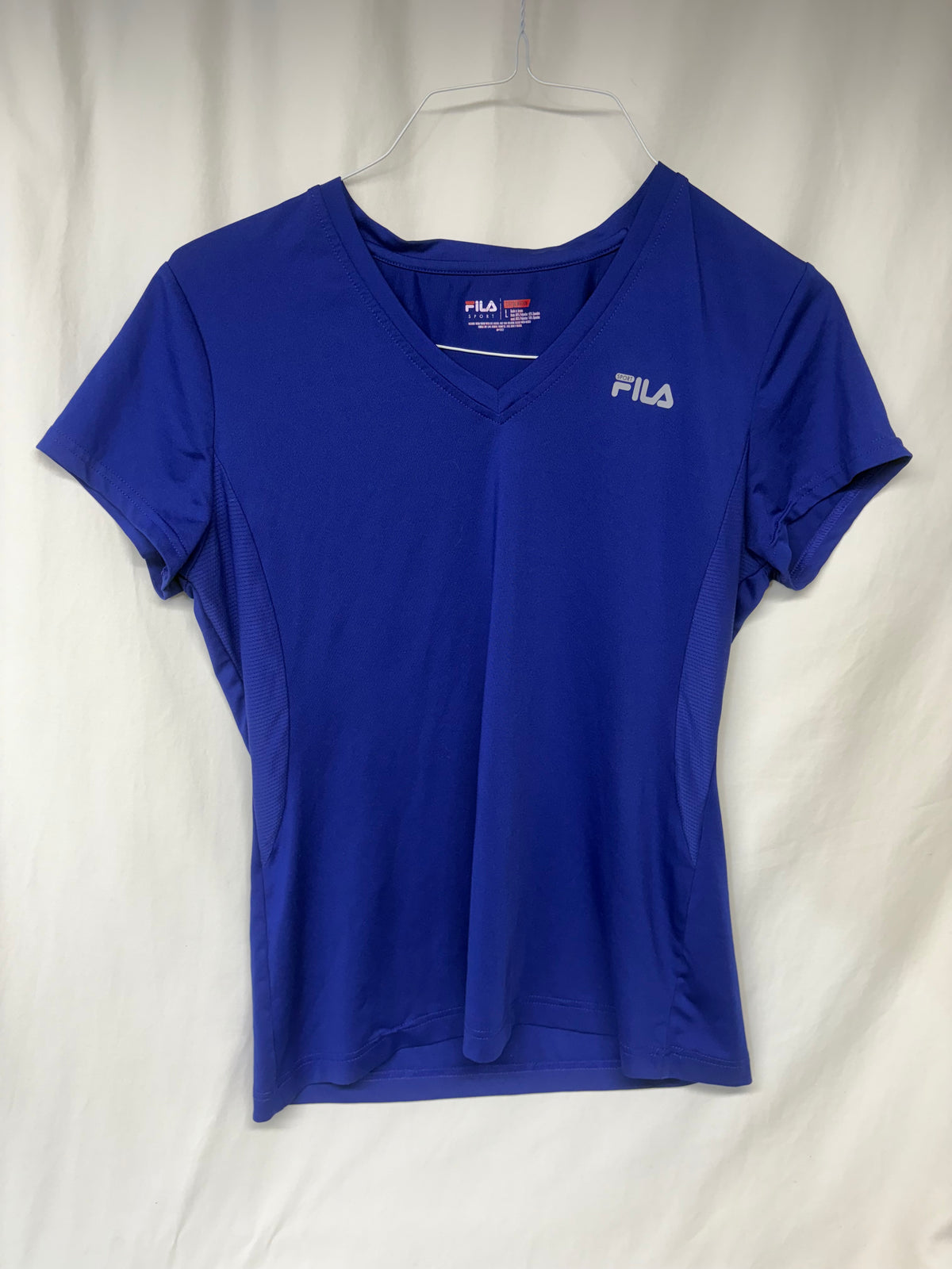 Fila royal blue athletic s/s v-neck tee - size Women - L (12/14)