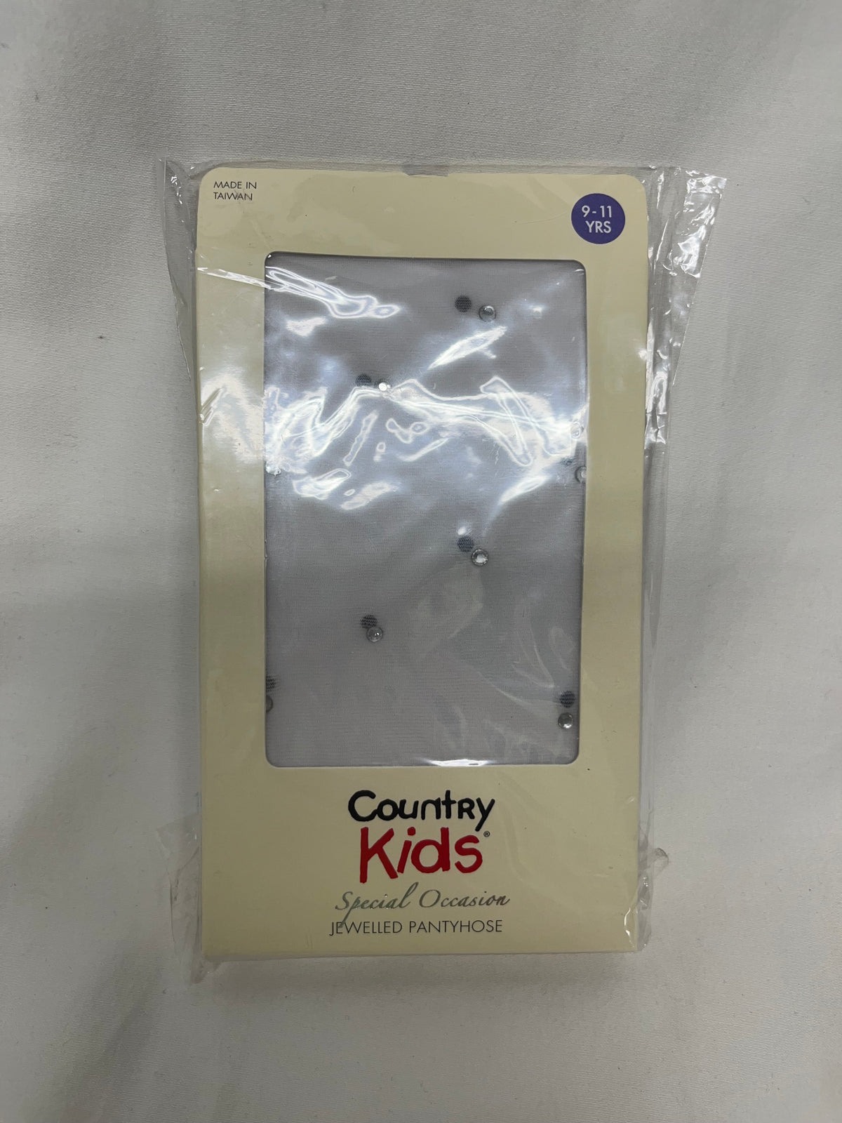Country Kids *NEW* white pantyhose w/ diamond - size Youth - 10 (L)