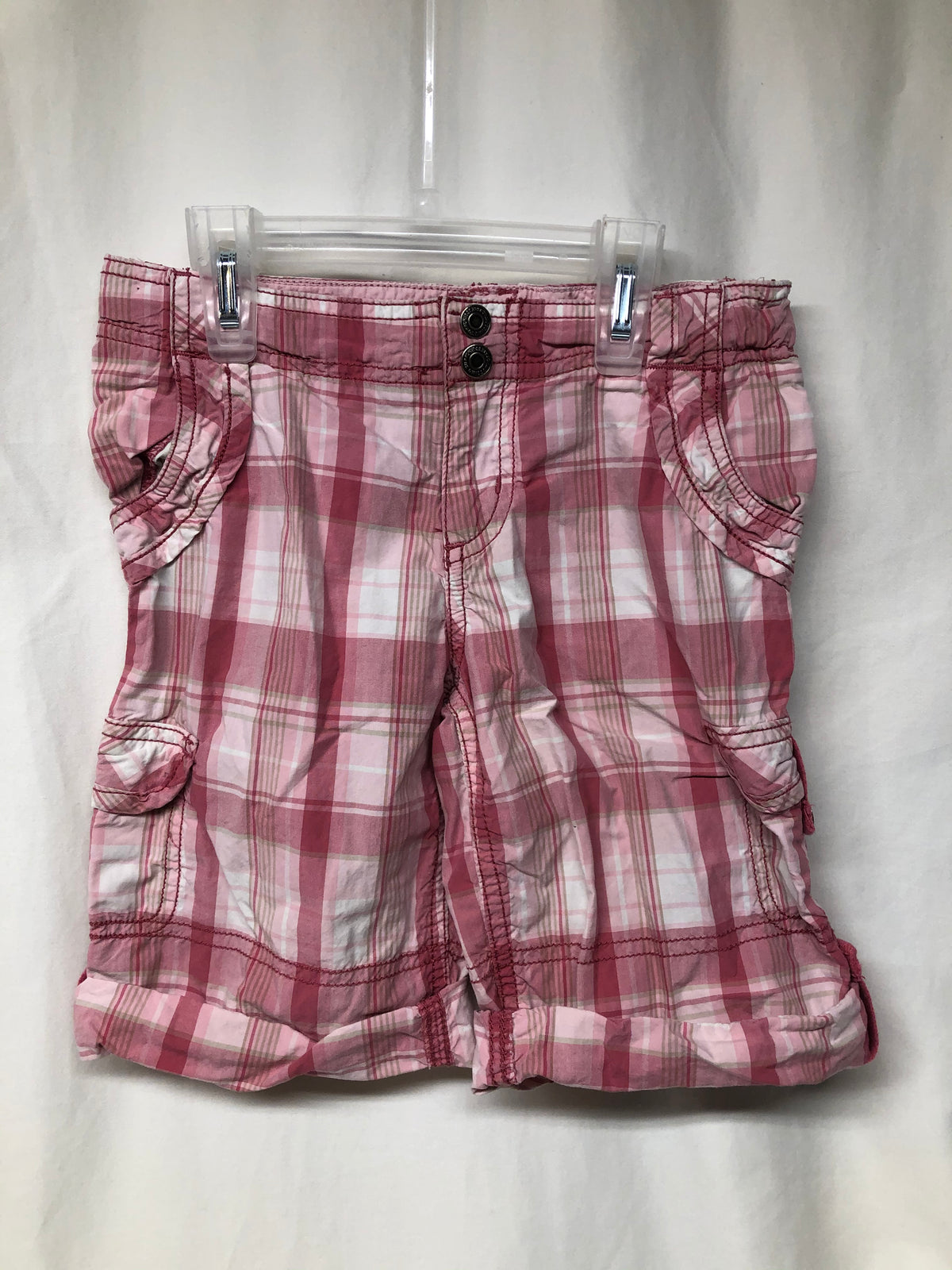 Mossimo Supply pink plaid shorts / adj waist - size Youth - 6 (S)