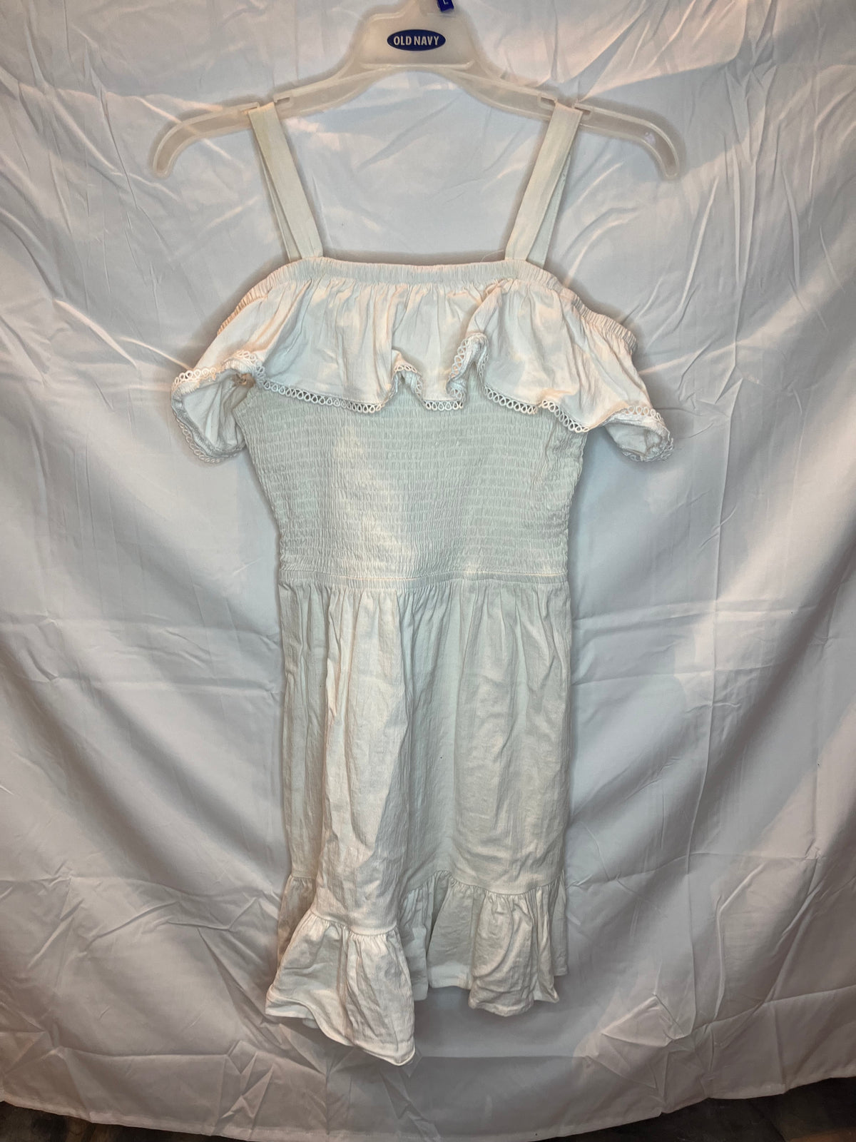 SO white short sundress w/ ruffle top & bottom - size Junior - S (3/5)