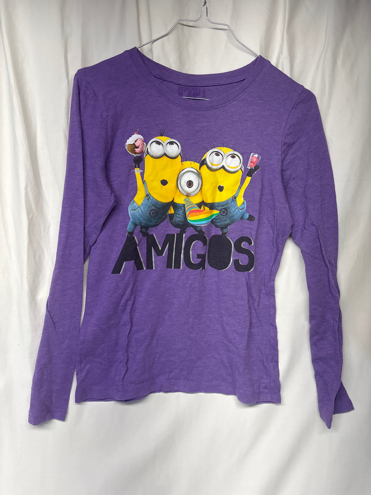 Despicable Me purple l/s shirt w/ 3 Minions - - size Youth - 14 (XL)