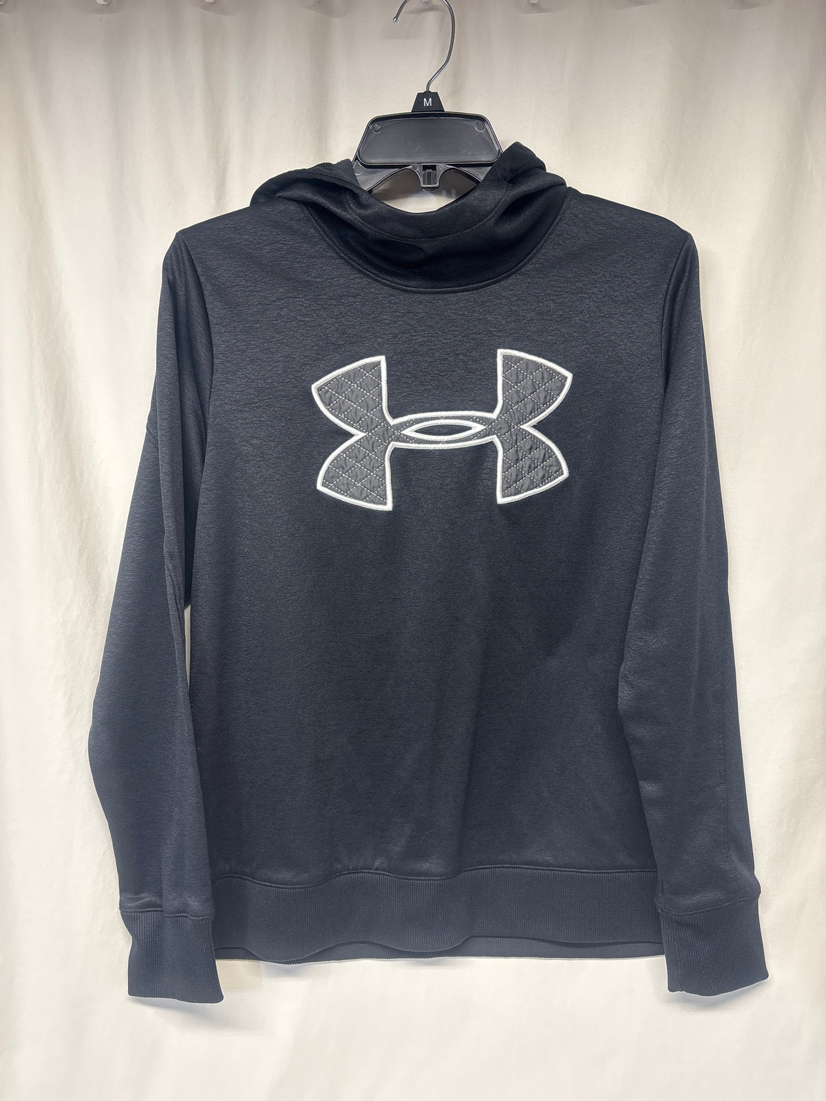 Under Armour black w/ white logo hoodie- Loose - size Teen/Men - M (32-34)