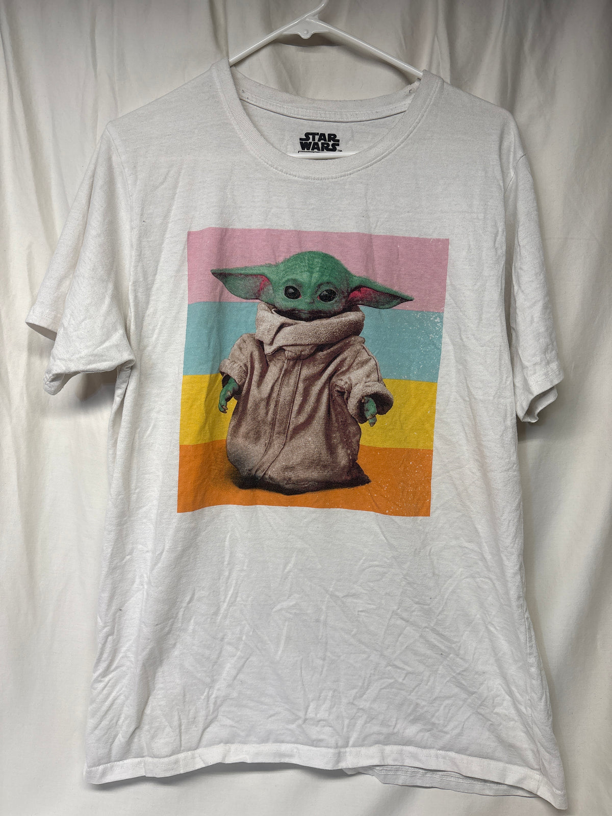 Star Wars white Baby Yoda/Grogu tee - pink, - size Teen/Men - XL (40-42)