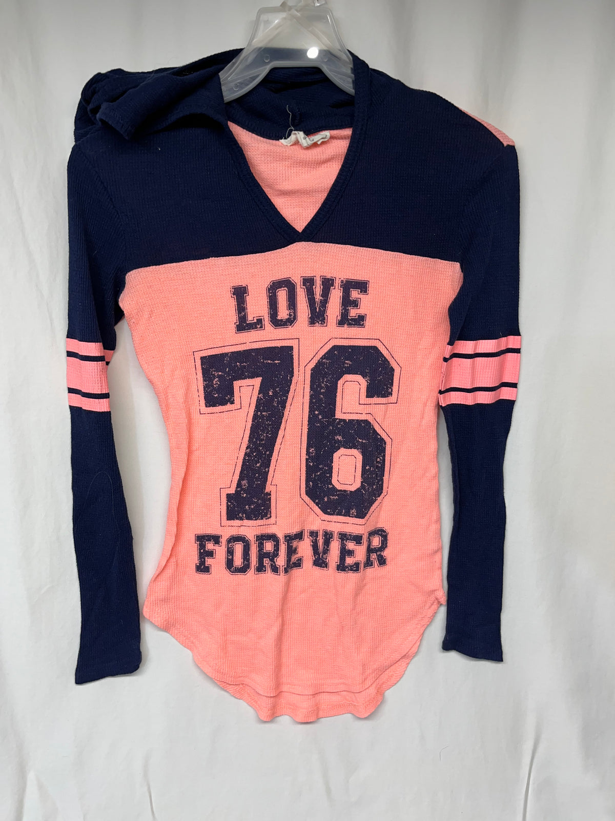 No Comment hooded football style coral & - size Junior - S (3/5)