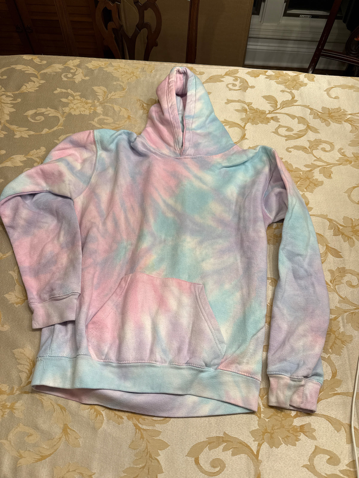 Pastel tie dye hoodie VGUC pink/blue/purple - size Youth - 12 (L)